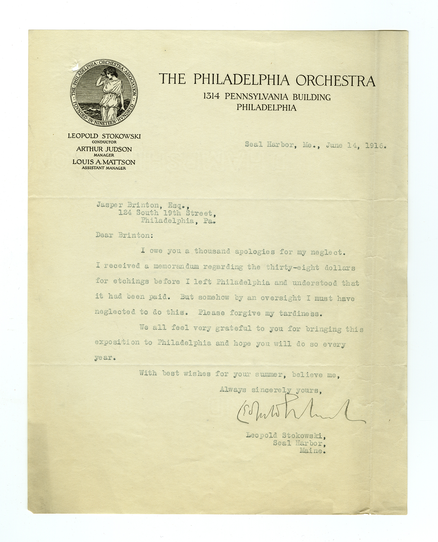 Stokowski letter
